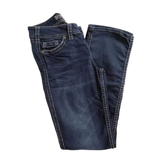 WOMENS SILVER SUKI 26X31 JEANS MID SLIM BOOT FLUID DENIM FLAP POCKET DARK - Picture 7 of 11